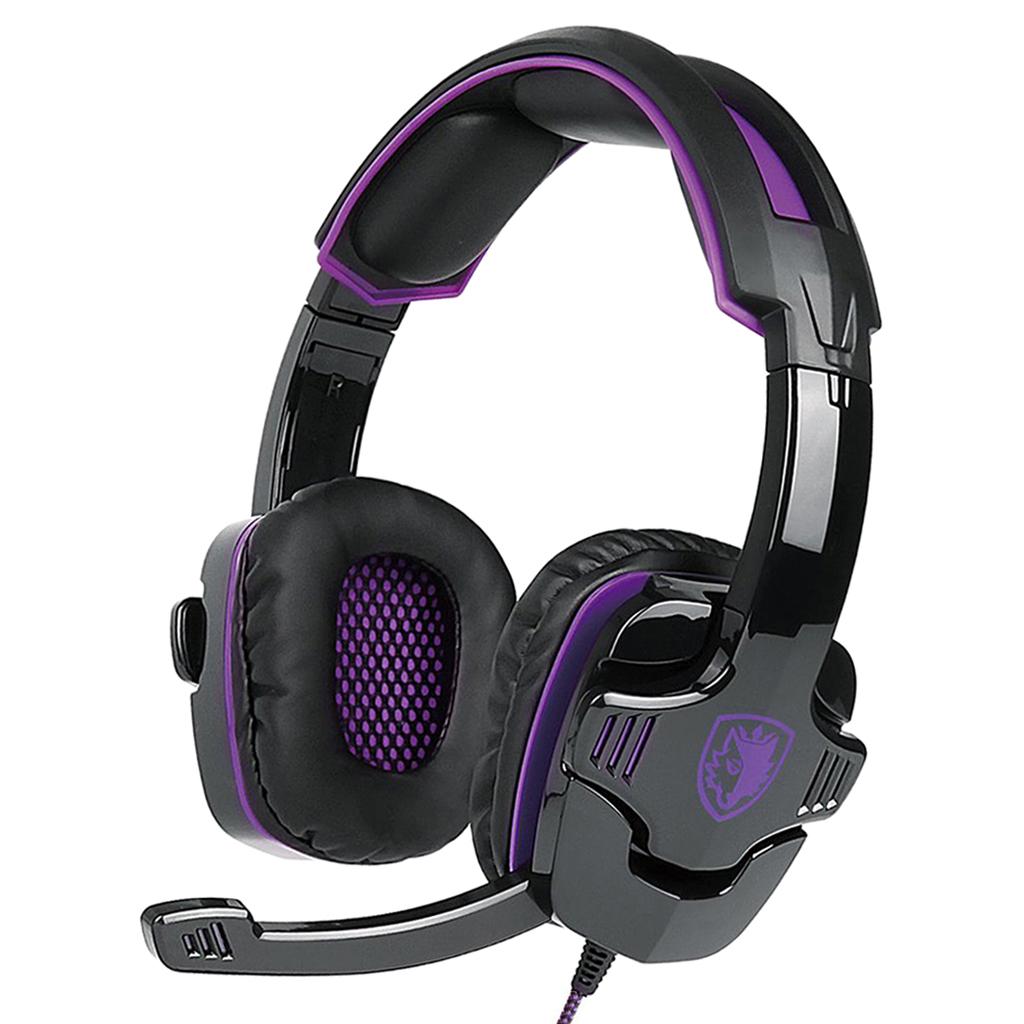 3.5mm Gaming Headsets with Microphone Anti-Noise for PS4 Laptop Purple
