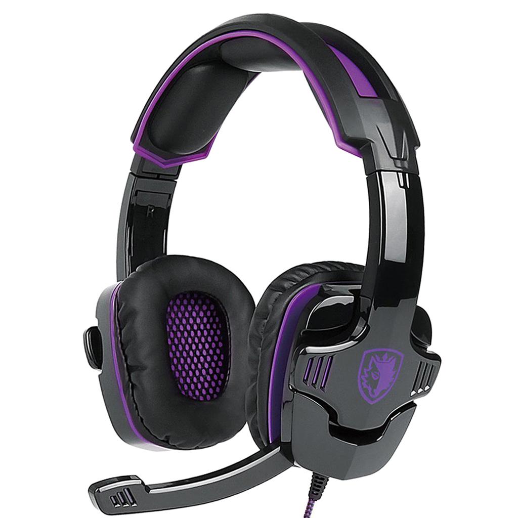 3.5mm Gaming Headsets with Microphone Anti-Noise for PS4 Laptop Purple