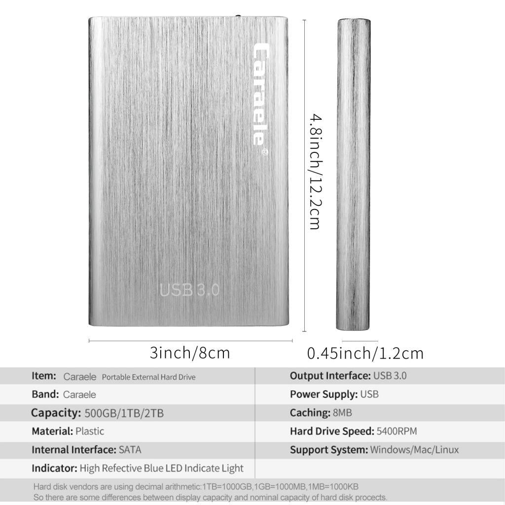 External HDD Hard Disk Drive Portable Drive Silver 500GB