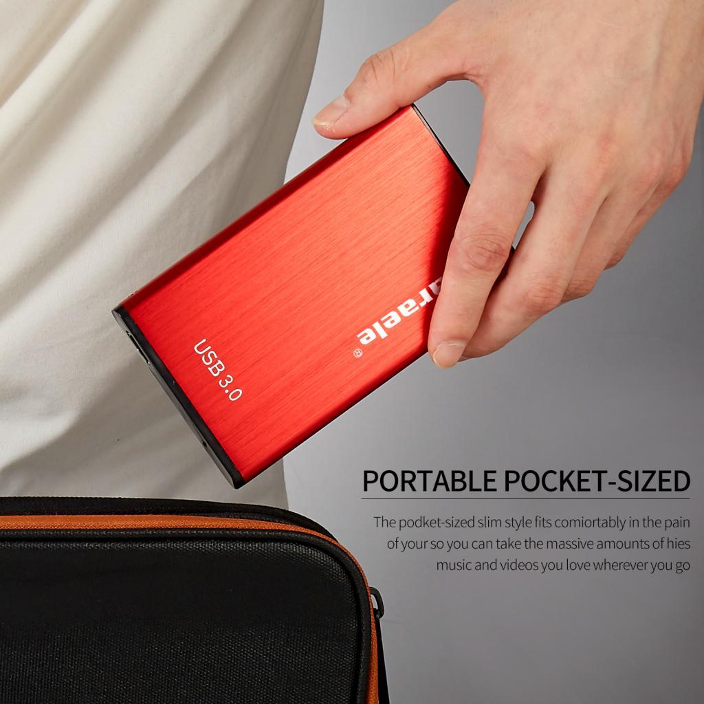 High Speed USB3.0 External Hard Drive Mobile Hard Disk Enclosure Red 500GB
