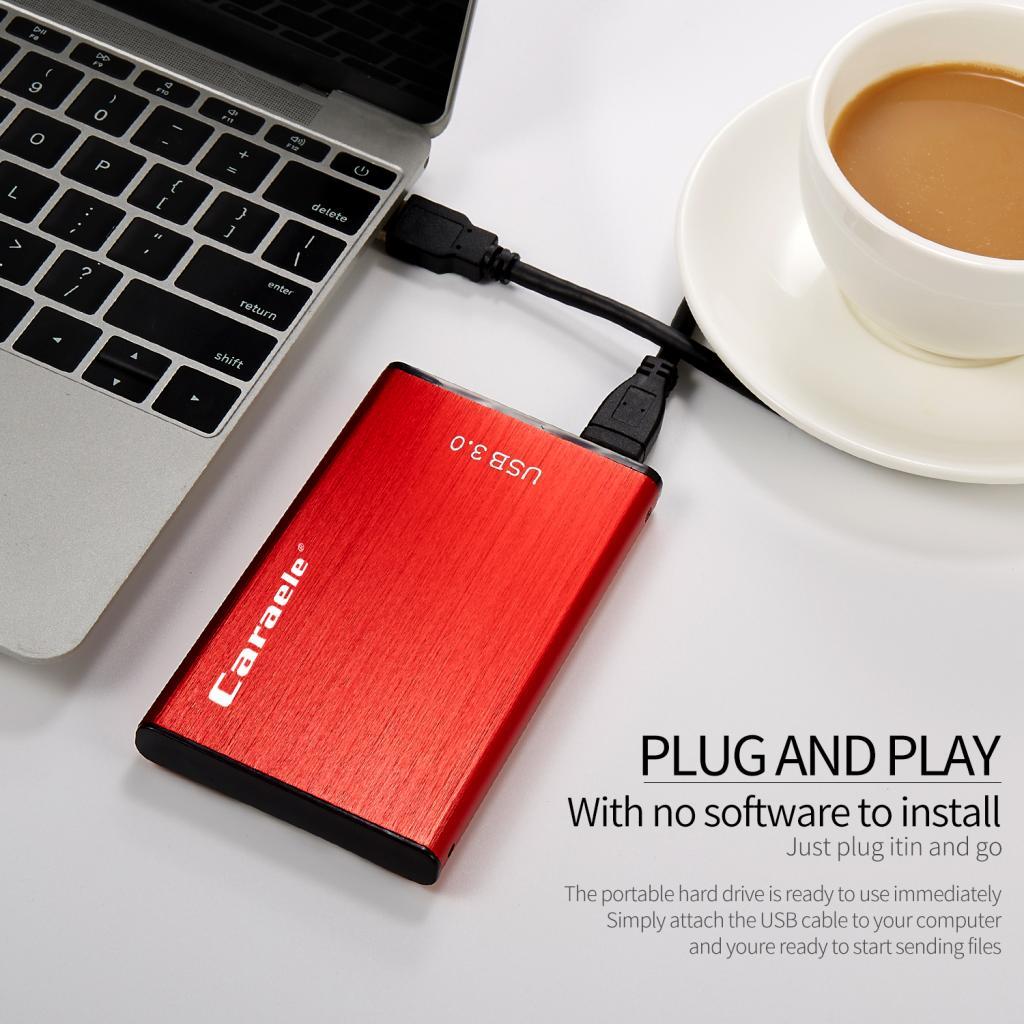 High Speed USB3.0 External Hard Drive Mobile Hard Disk Enclosure Red 500GB