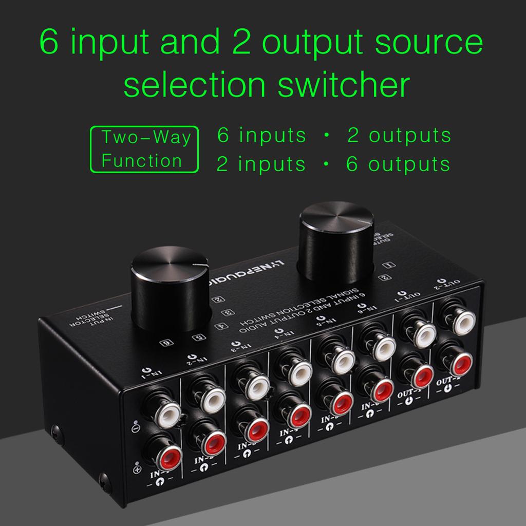 6 Input 2 Output Stereo Audio Signal Selection Speaker Switcher RCA Port