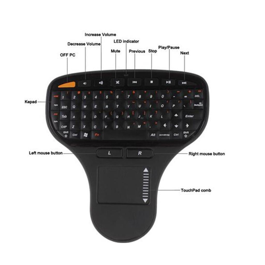 Mini 2.4G Wireless Keyboard Remote Control Touch Pad Smart for TV Laptop