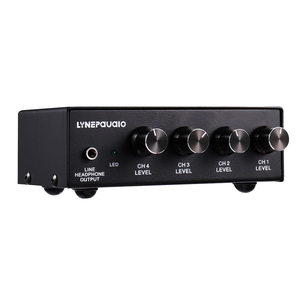 Five-channel stereo microphone mixer with earphone monitoring