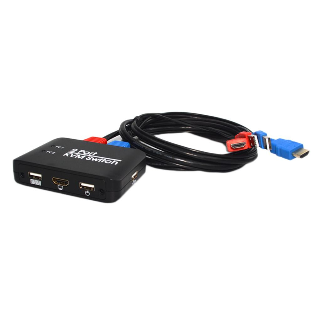 2 Port HDMI USB KVM Switch Box Button For Monitor Keyboard Mouse Notebook TV