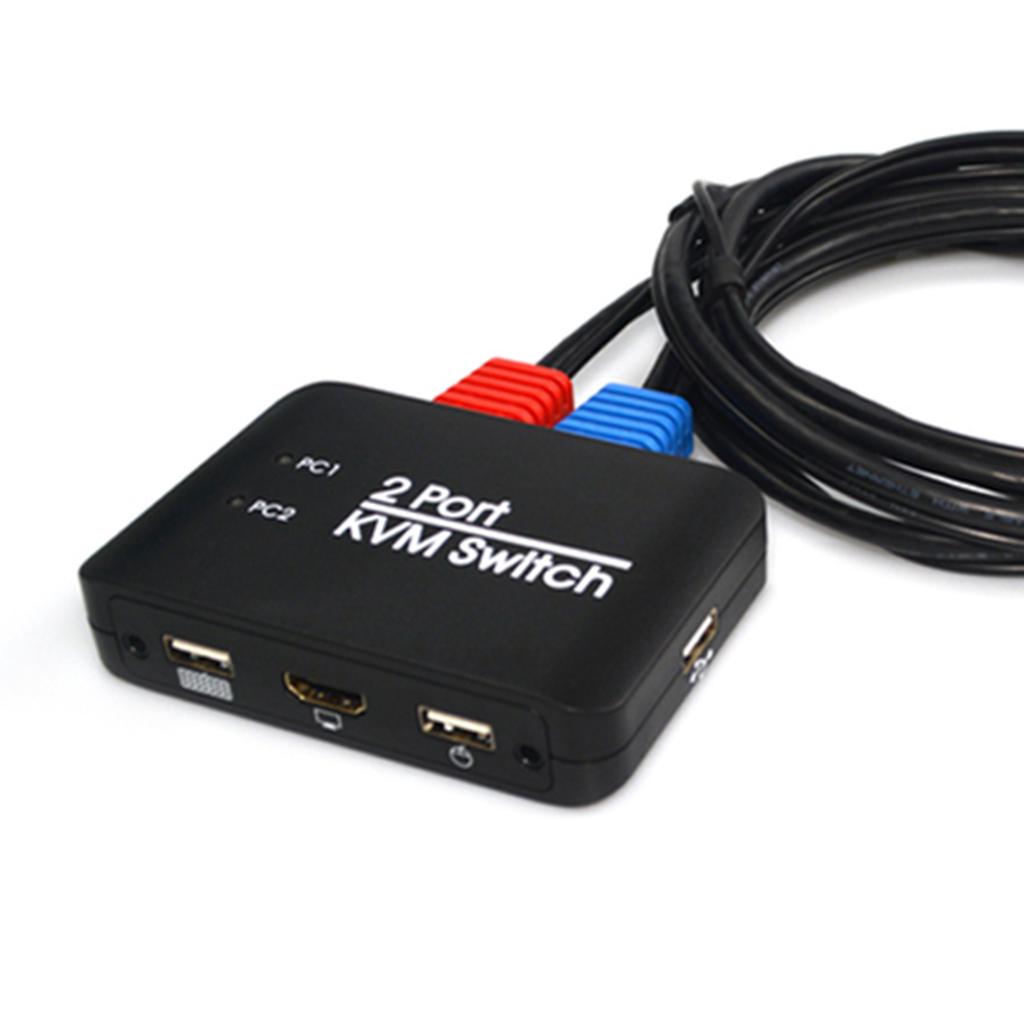 2 Port HDMI USB KVM Switch Box Button For Monitor Keyboard Mouse Notebook TV