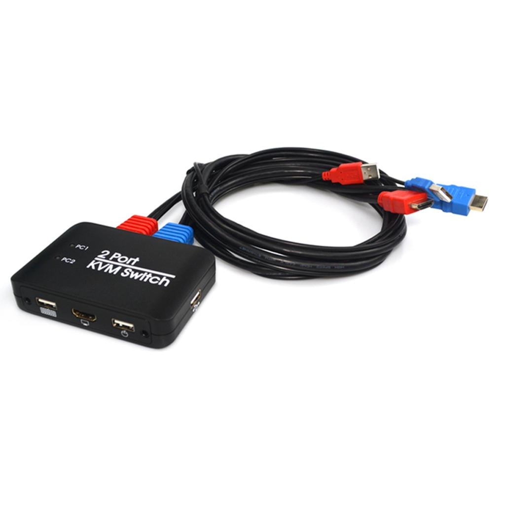 2 Port HDMI USB KVM Switch Box Button For Monitor Keyboard Mouse Notebook TV