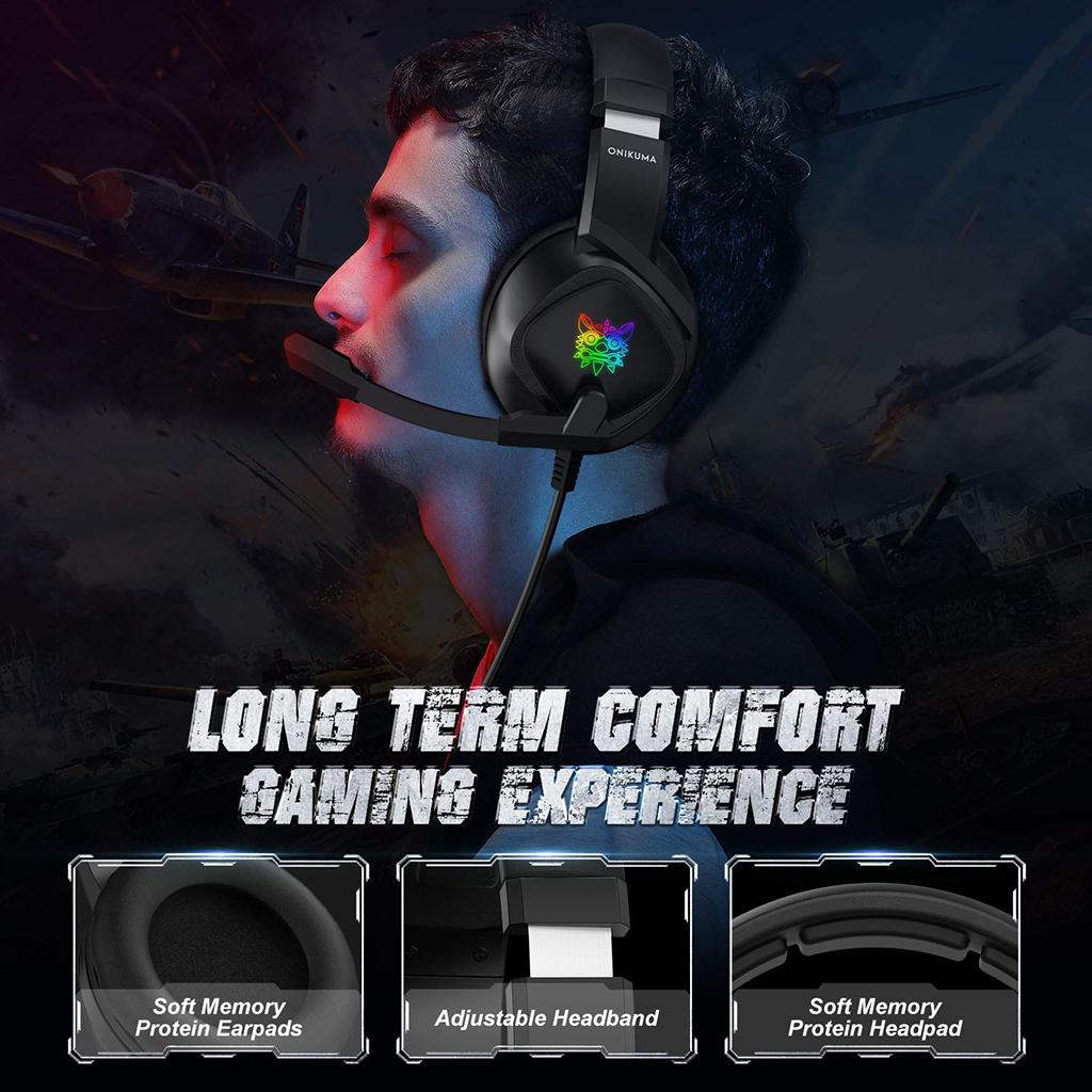 Gaming Headset Noise Canceling with 7 RGB LED Microphone for / One PS4