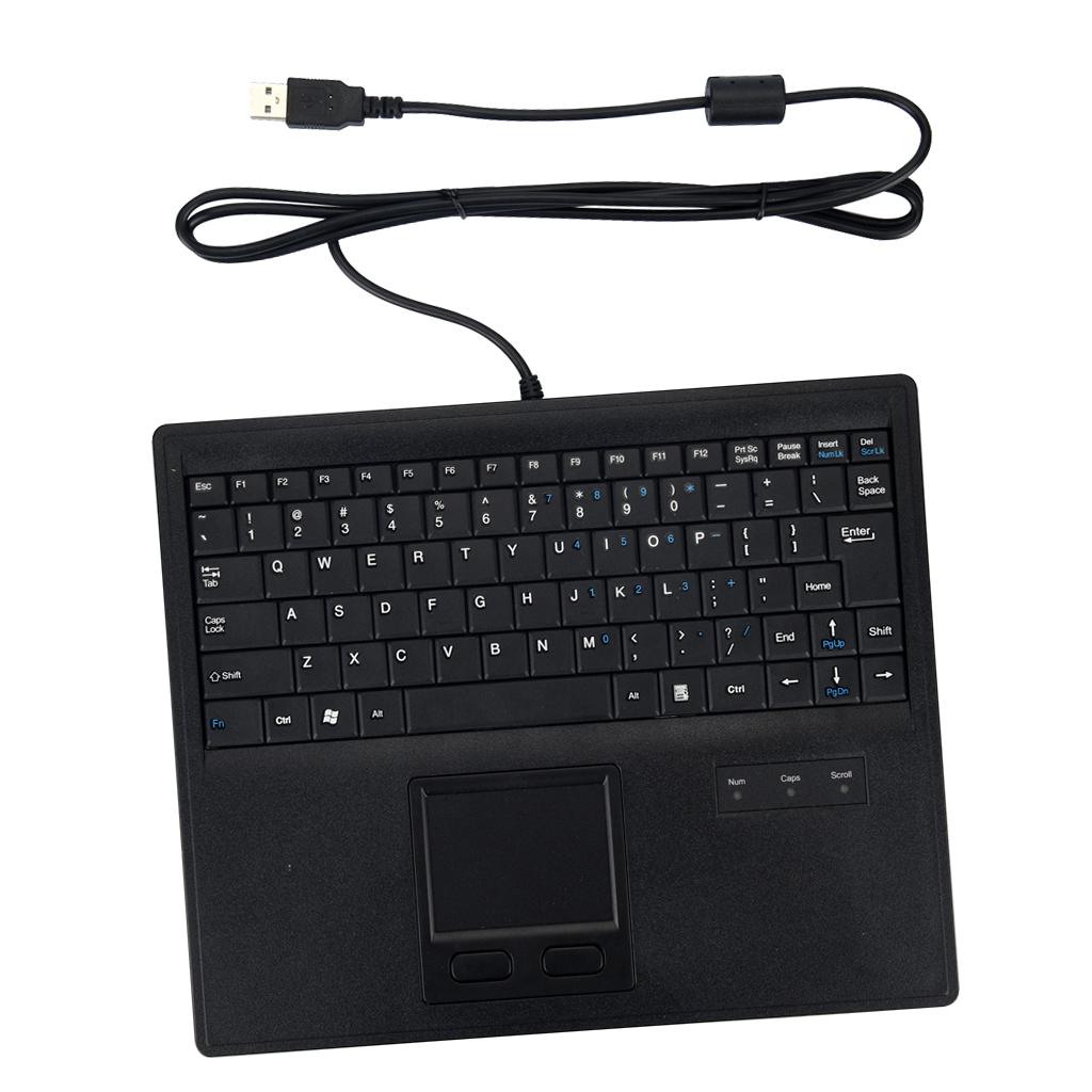 USB Wired Keyboard US English Layout w/ Touchpad Accs Black for PC Computer