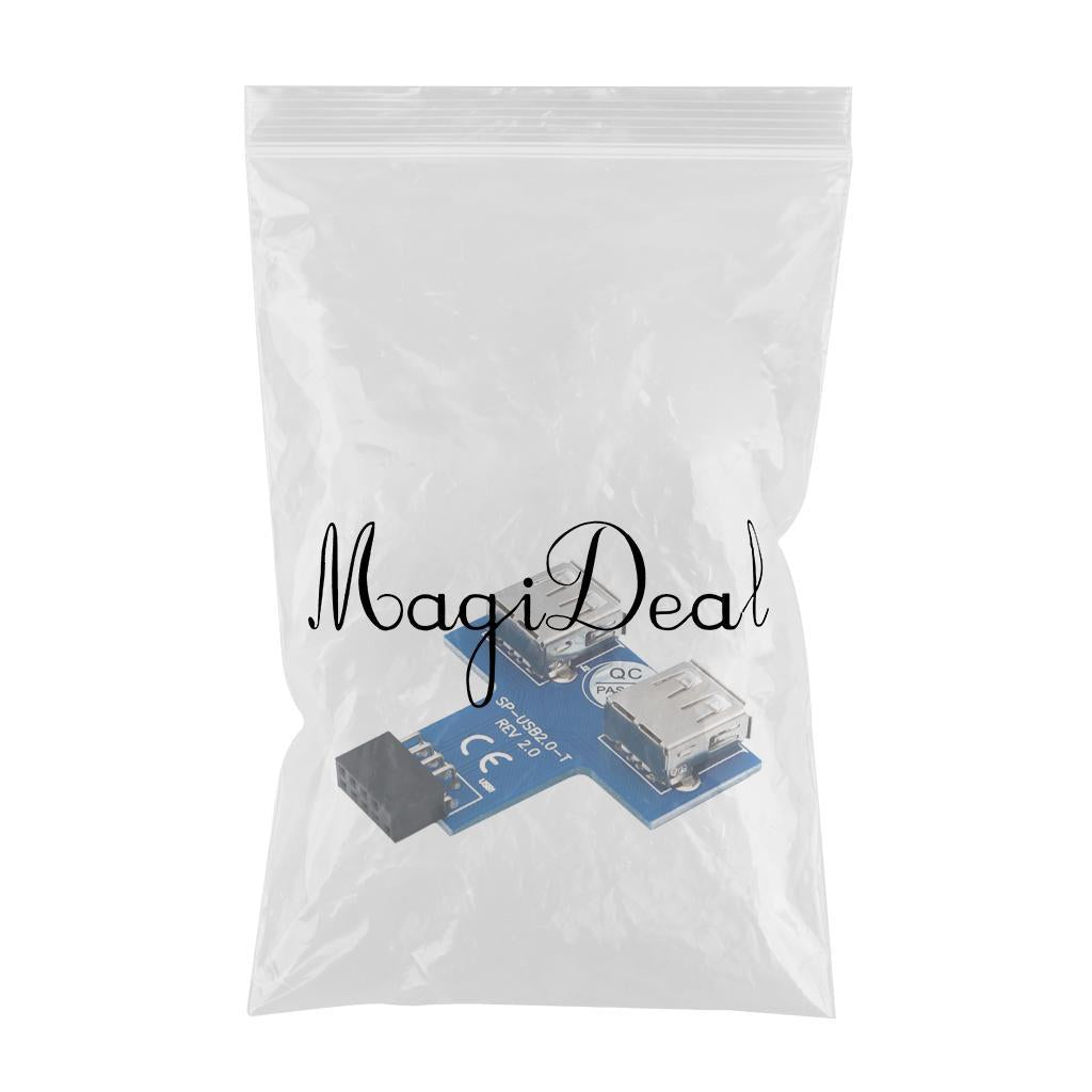 New USB 2.0 9-Pin Header to 2 USB A Female Port I Type Internal Adapter