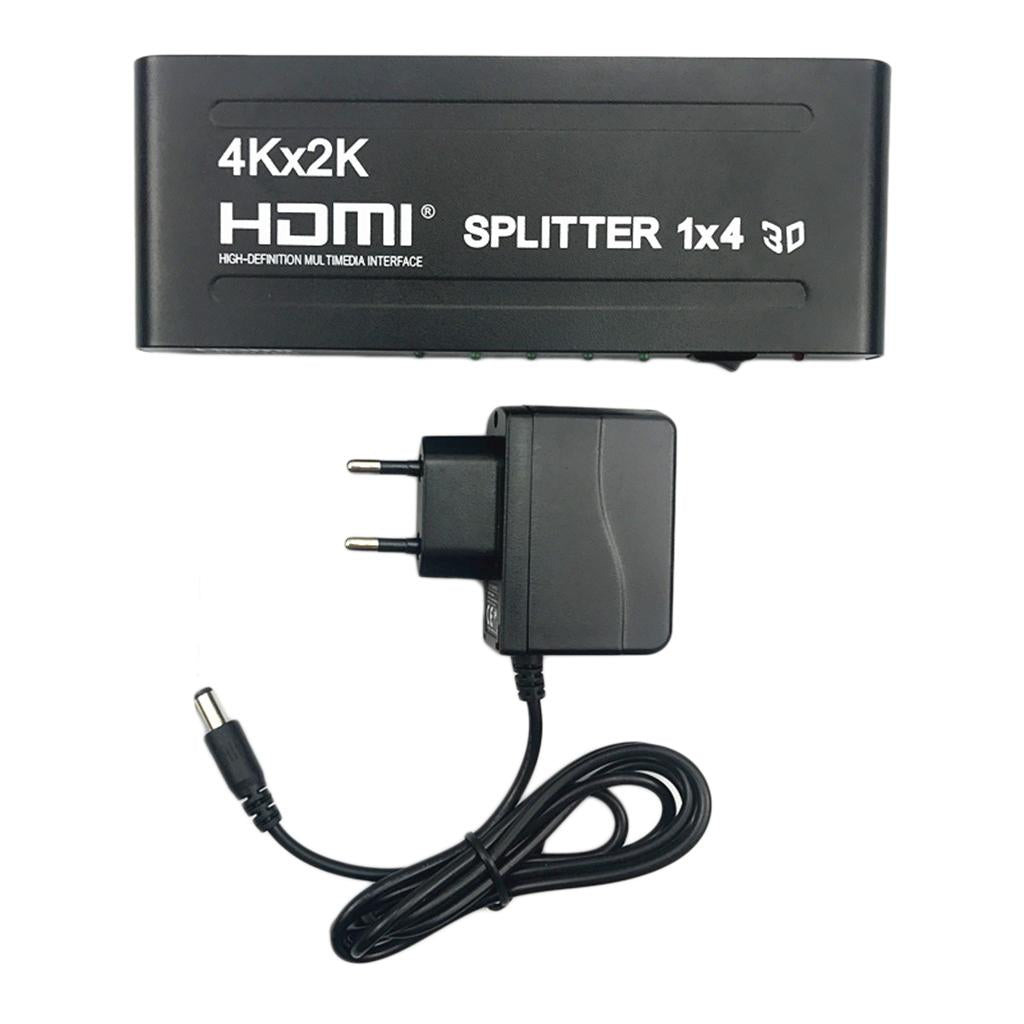 1080P HD HUB 1x4 HDMI 3D Splitter Amplifier Switcher Power Supply For HDTV