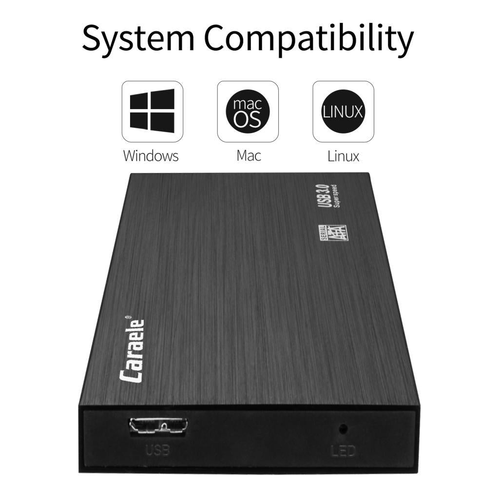 High Speed External Portable Shockproof USB 3.0 Mobile Hard Disk Black 2T