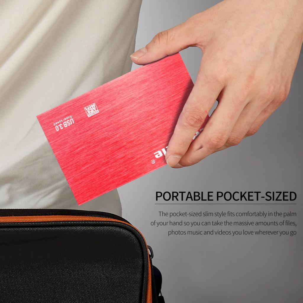 Red Ultra Slim 2.5in USB3.0 Hard Drive HDD Capacity Disk for PC Laptop 1T