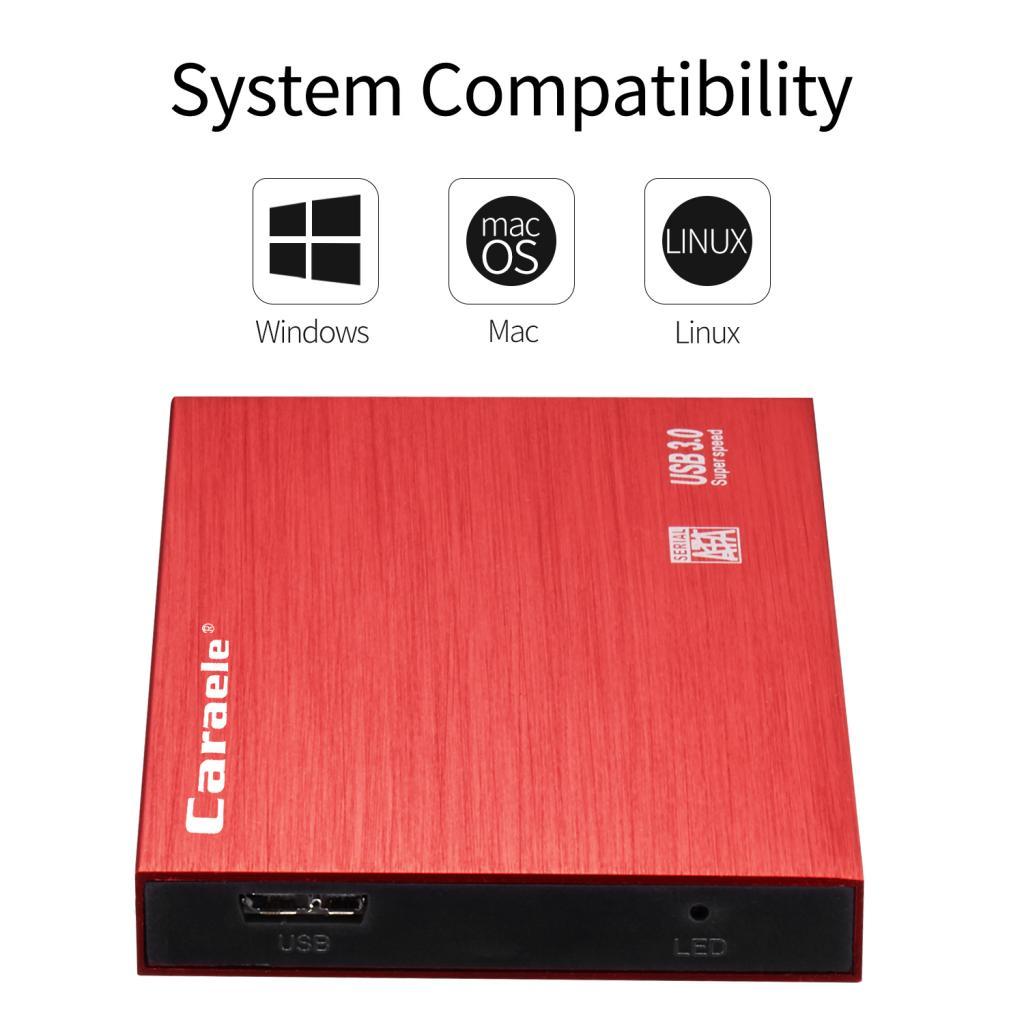 Red Ultra Slim 2.5in USB3.0 Hard Drive HDD Capacity Disk for PC Laptop 2T
