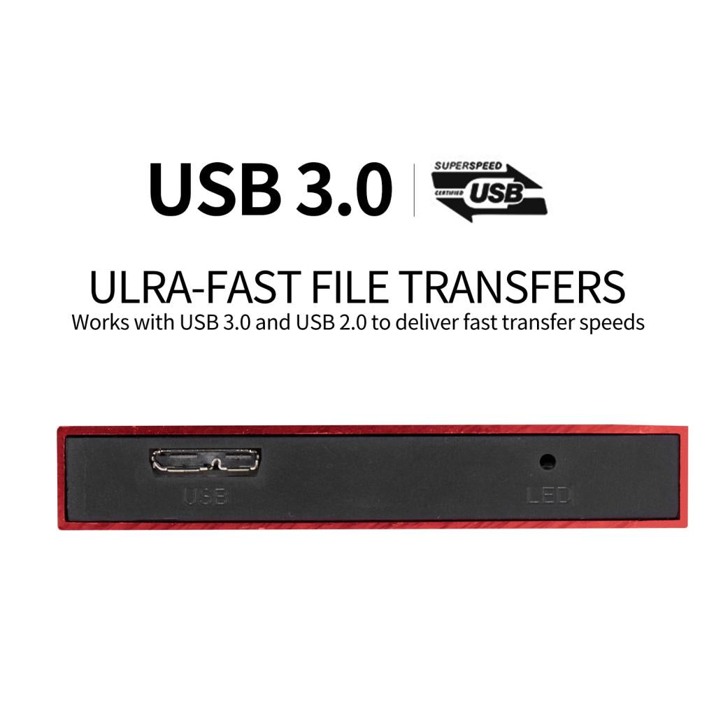 Red Ultra Slim 2.5in USB3.0 Hard Drive HDD Capacity Disk for PC Laptop 2T