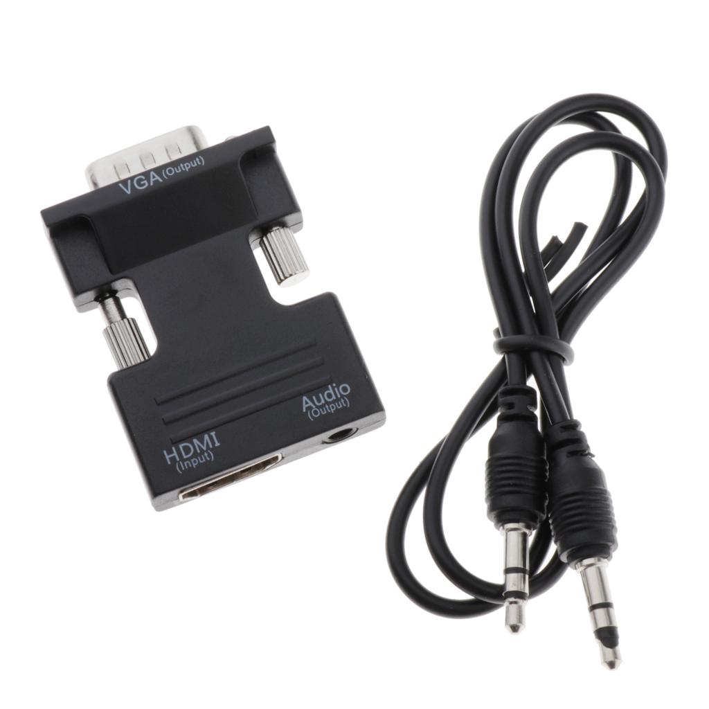 1080P HDMI Female to VGA Male with Audio Cable Converter Adapter Black