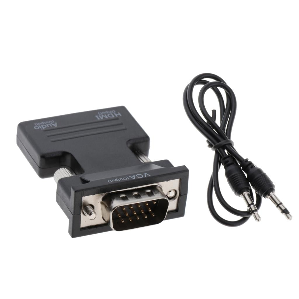 1080P HDMI Female to VGA Male with Audio Cable Converter Adapter Black