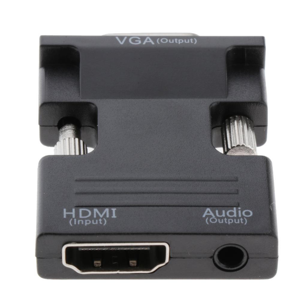 1080P HDMI Female to VGA Male with Audio Cable Converter Adapter Black