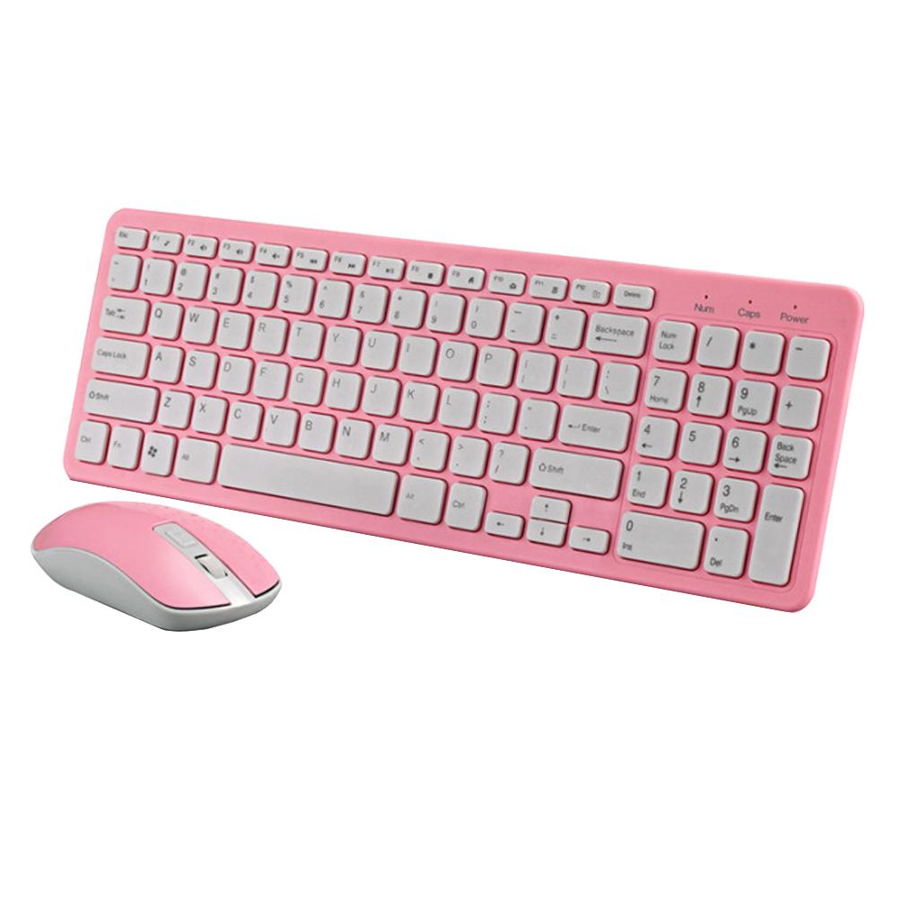 2.4G Multifunction Wireless Keyboard Mouse Desktop Laptop Accessories Pink
