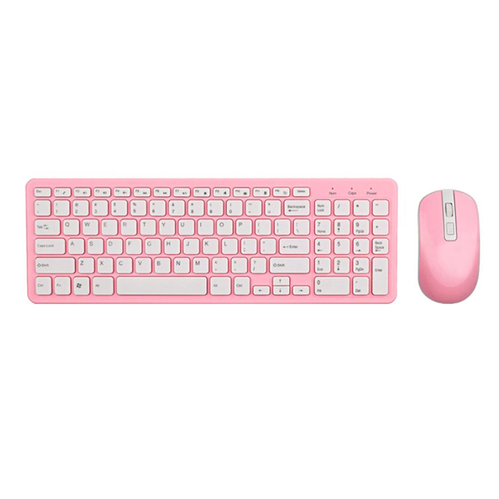 2.4G Multifunction Wireless Keyboard Mouse Desktop Laptop Accessories Pink