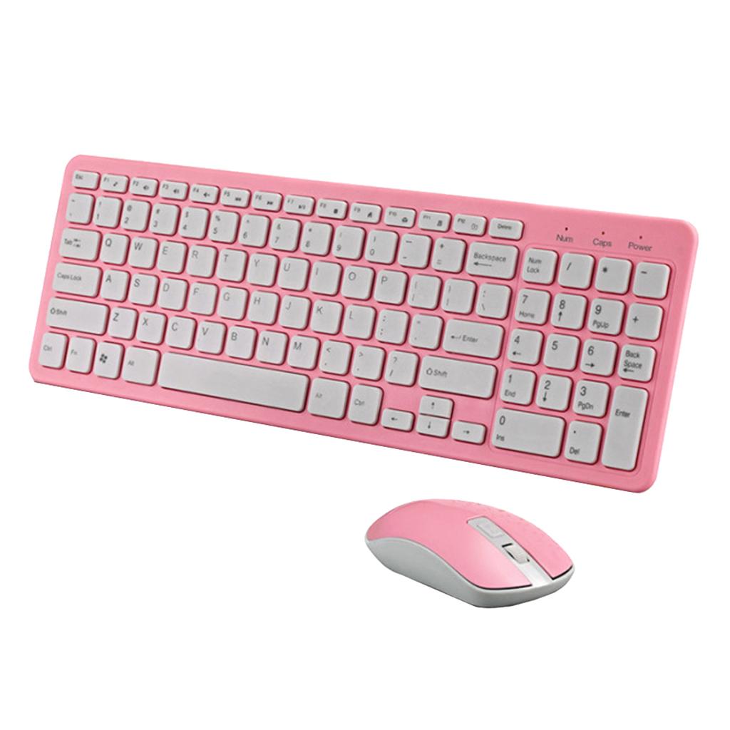 2.4G Multifunction Wireless Keyboard Mouse Desktop Laptop Accessories Pink