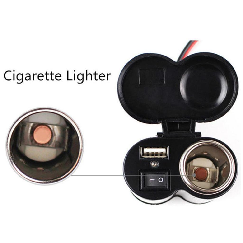 12V Car Motorcycle Waterproof Cigarette Lighter USB Power Outlet Electrical