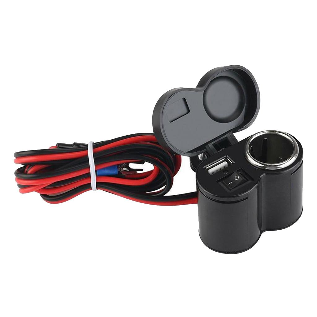 12V Car Motorcycle Waterproof Cigarette Lighter USB Power Outlet Electrical