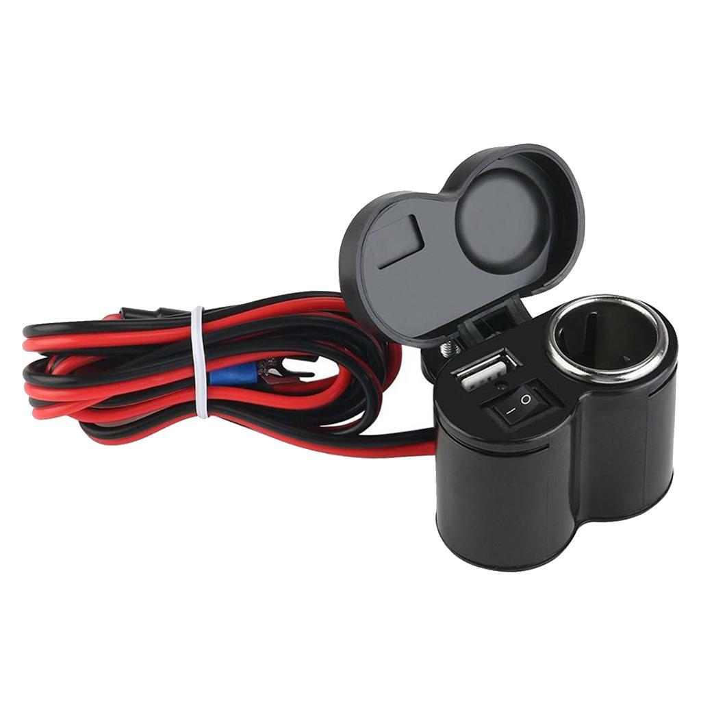 12V Car Motorcycle Waterproof Cigarette Lighter USB Power Outlet Electrical