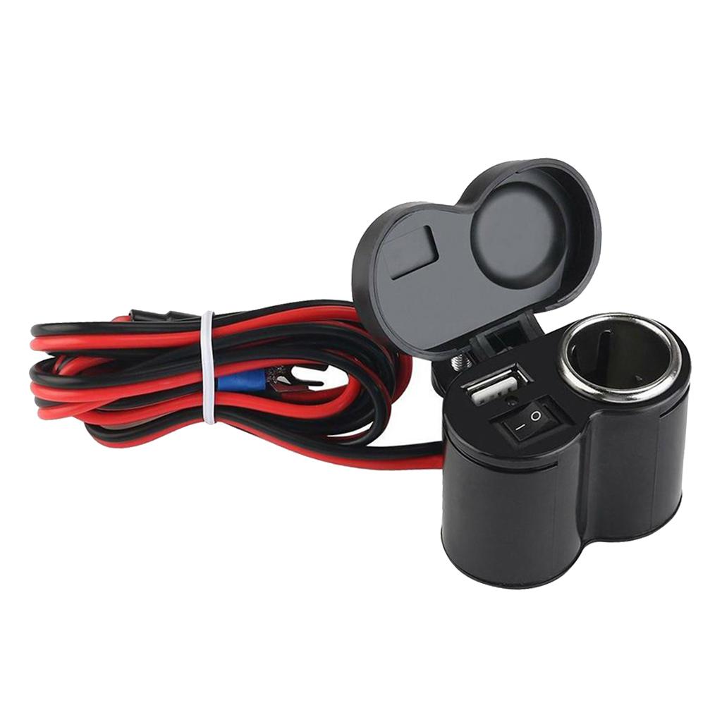 12V Car Motorcycle Waterproof Cigarette Lighter USB Power Outlet Electrical