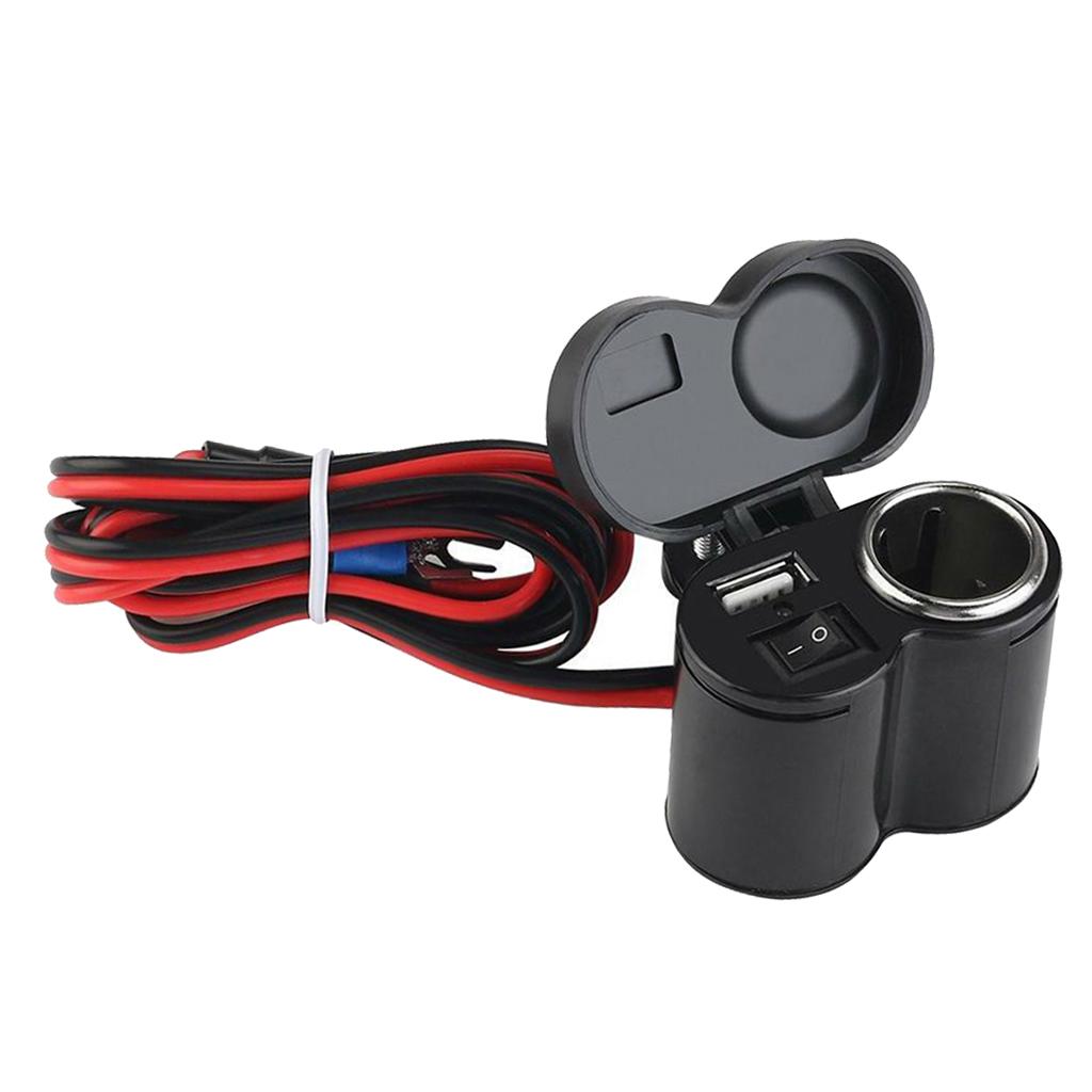 12V Car Motorcycle Waterproof Cigarette Lighter USB Power Outlet Electrical