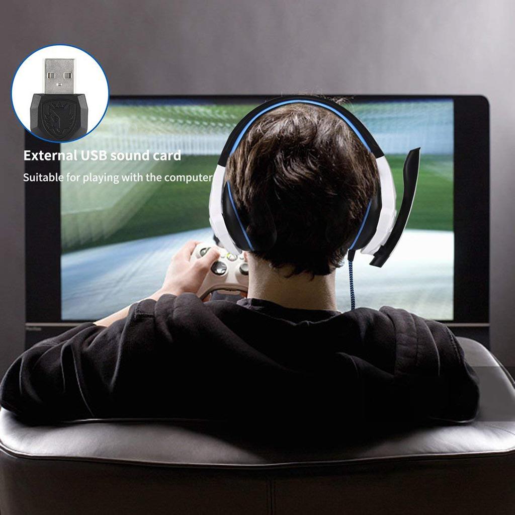 Gaming Headphones 7.1 Surround Sound Channel USB wired w/ microphone White