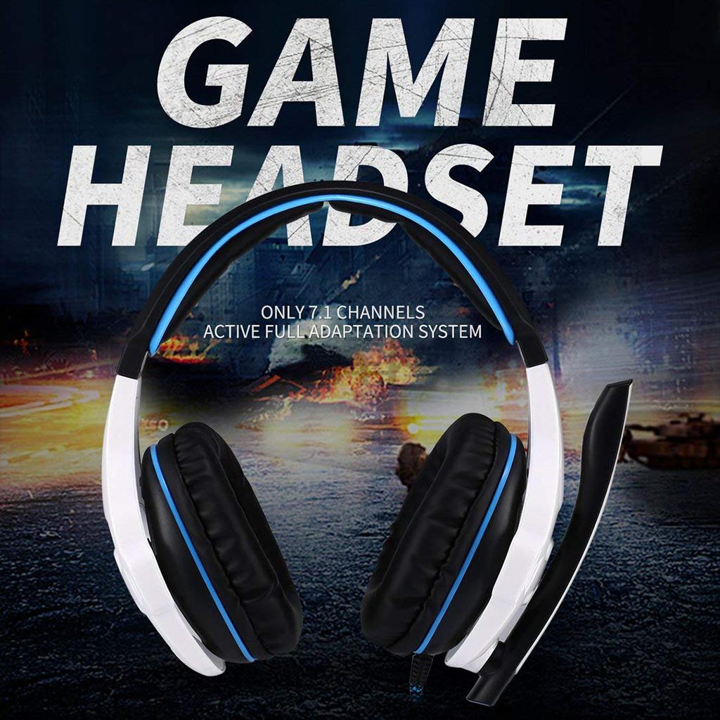 Gaming Headphones 7.1 Surround Sound Channel USB wired w/ microphone White