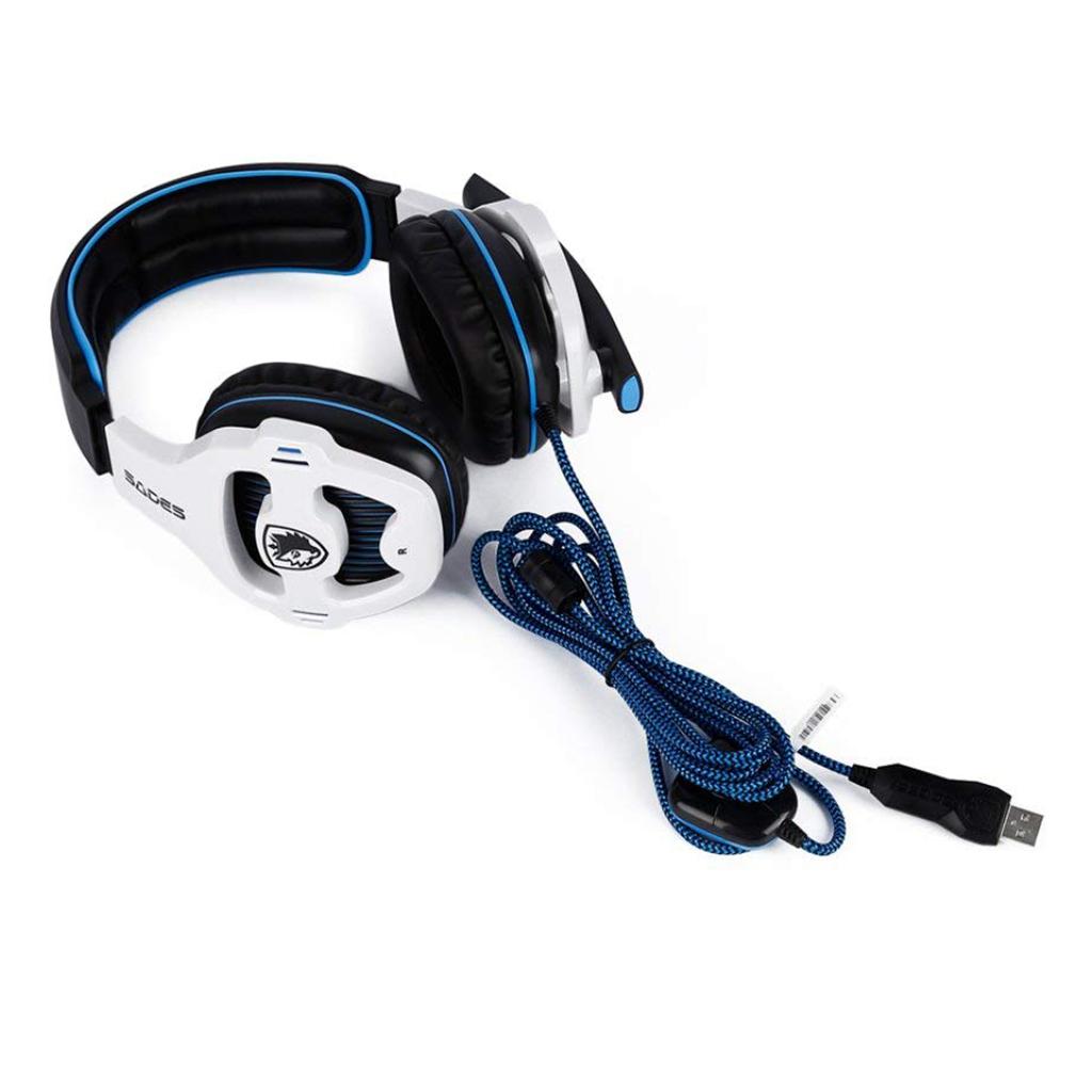 Gaming Headphones 7.1 Surround Sound Channel USB wired w/ microphone White