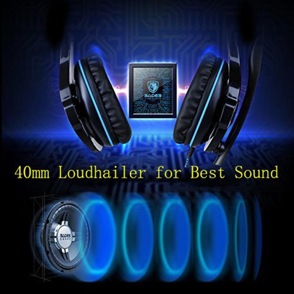 Gaming Headphones 7.1 Surround Sound Channel USB wired w/ microphone Blue