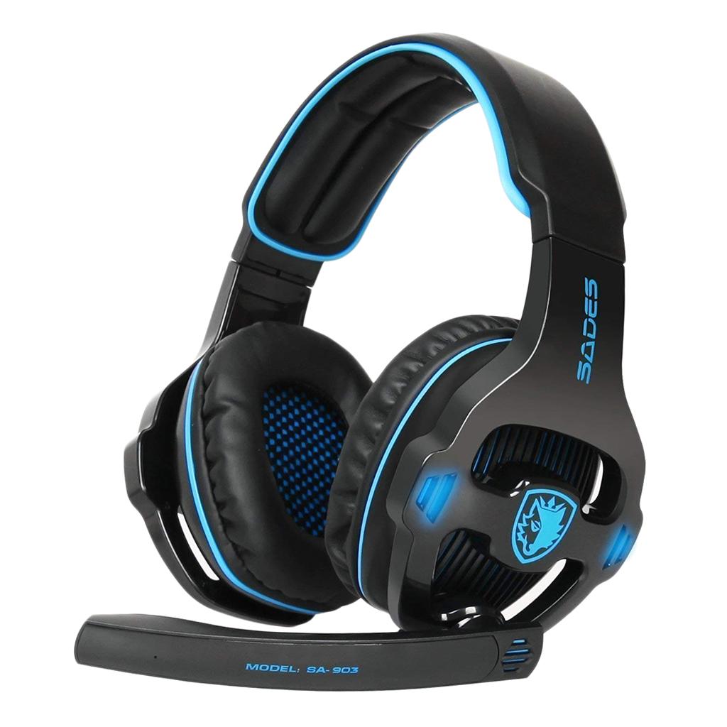 Gaming Headphones 7.1 Surround Sound Channel USB wired w/ microphone Blue