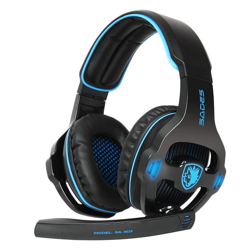 Gaming Headphones 7.1 Surround Sound Channel USB wired w/ microphone Blue