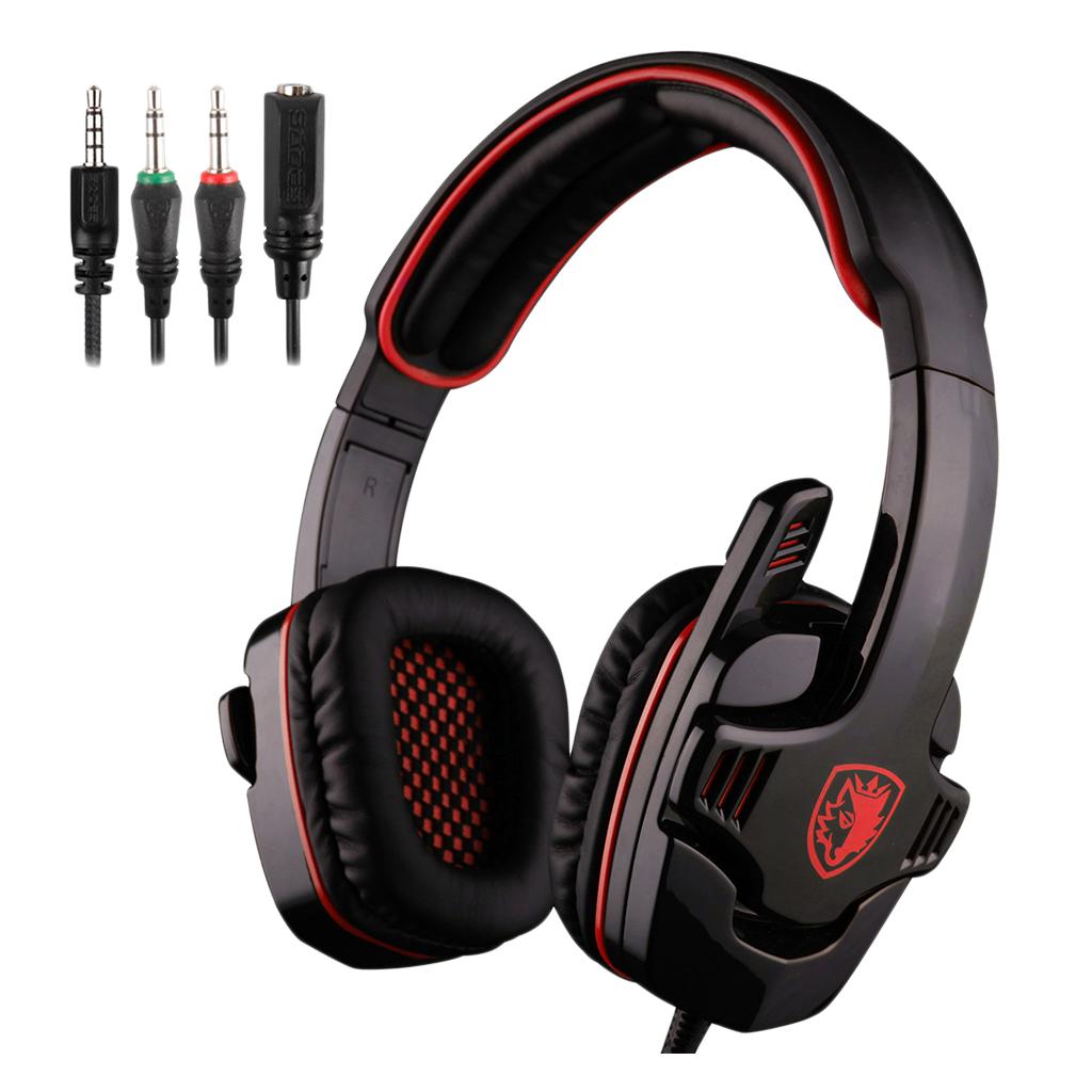 Universal 3.5mm Headset Earphone Headphone Adjustable Headhand New Red