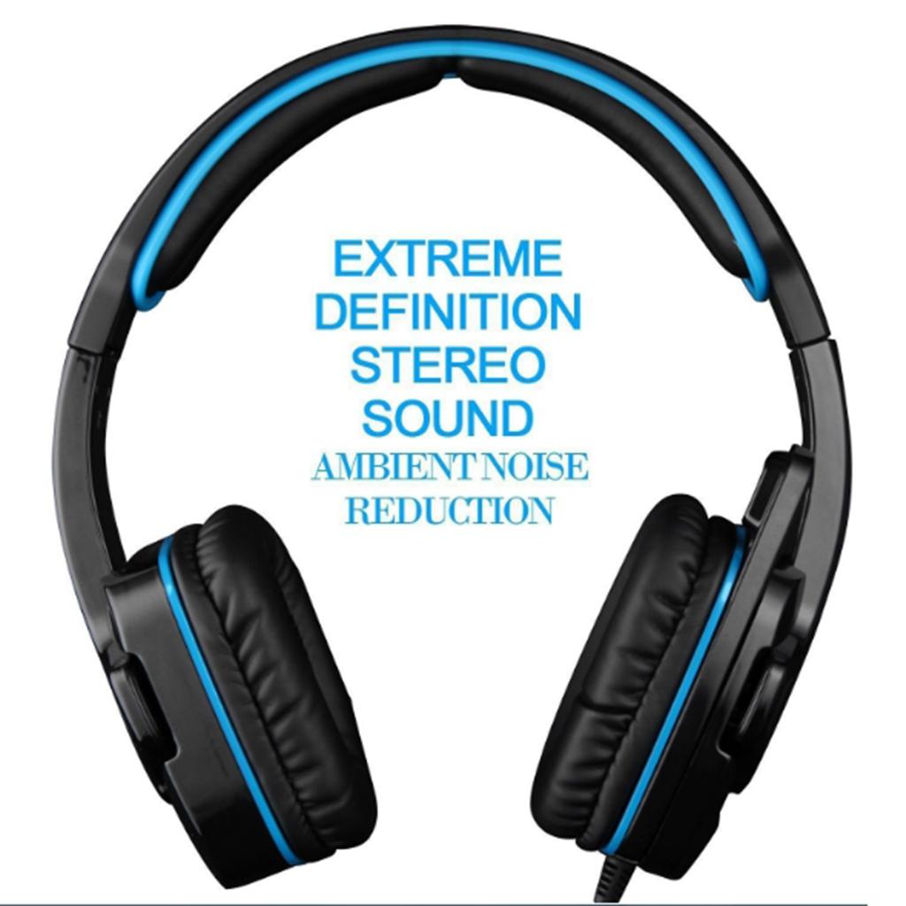 Universal 3.5mm Headset Earphone Headphone Adjustable Headhand New Blue