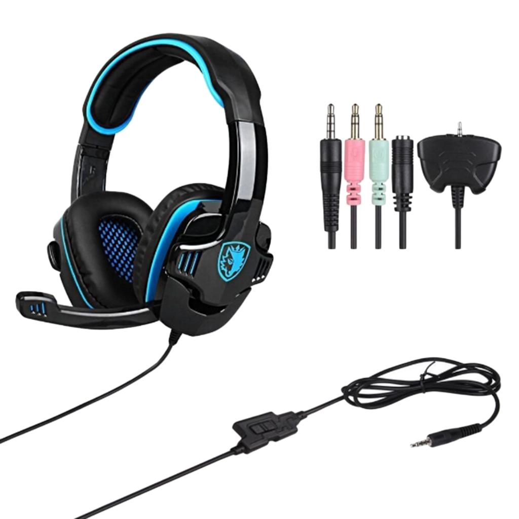 Universal 3.5mm Headset Earphone Headphone Adjustable Headhand New Blue