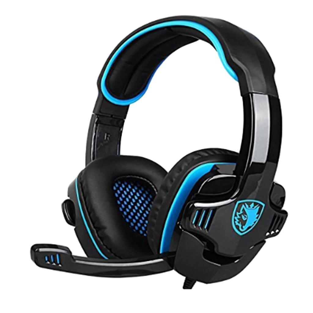 Universal 3.5mm Headset Earphone Headphone Adjustable Headhand New Blue