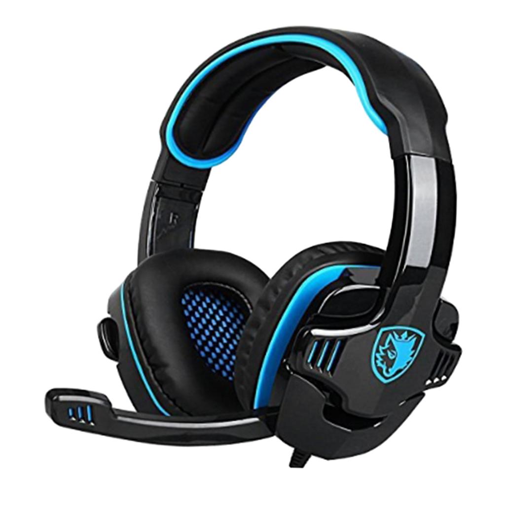 Universal 3.5mm Headset Earphone Headphone Adjustable Headhand New Blue