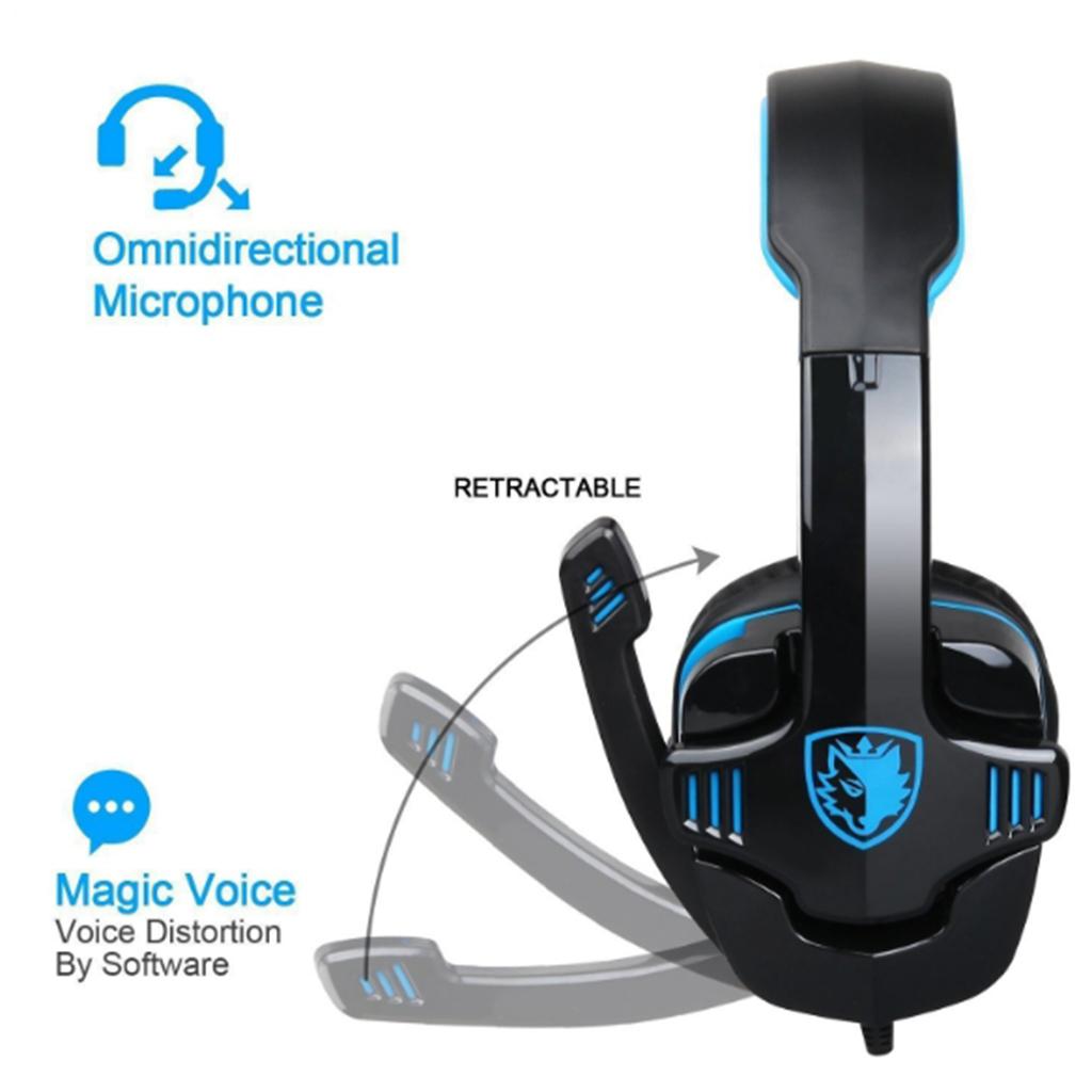 Universal 3.5mm Headset Earphone Headphone Adjustable Headhand New Blue