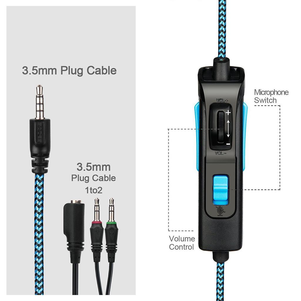 3.5mm Jack Headset Wired Headphone EarBuds Adjustable Headhand for XBOX One