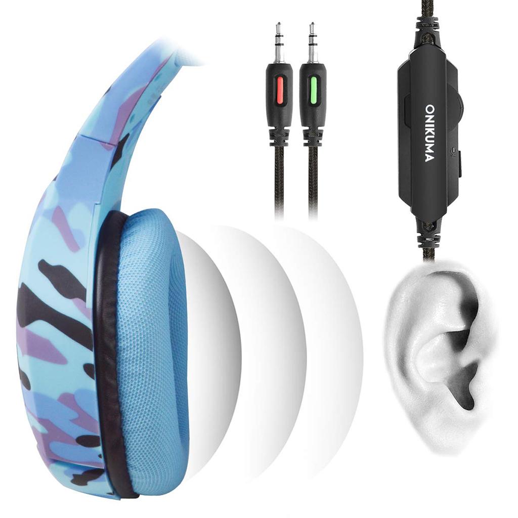 Over Ears Gaming Camouflage Headset Headphones Earphone For PS4 PC Xbox One Blue