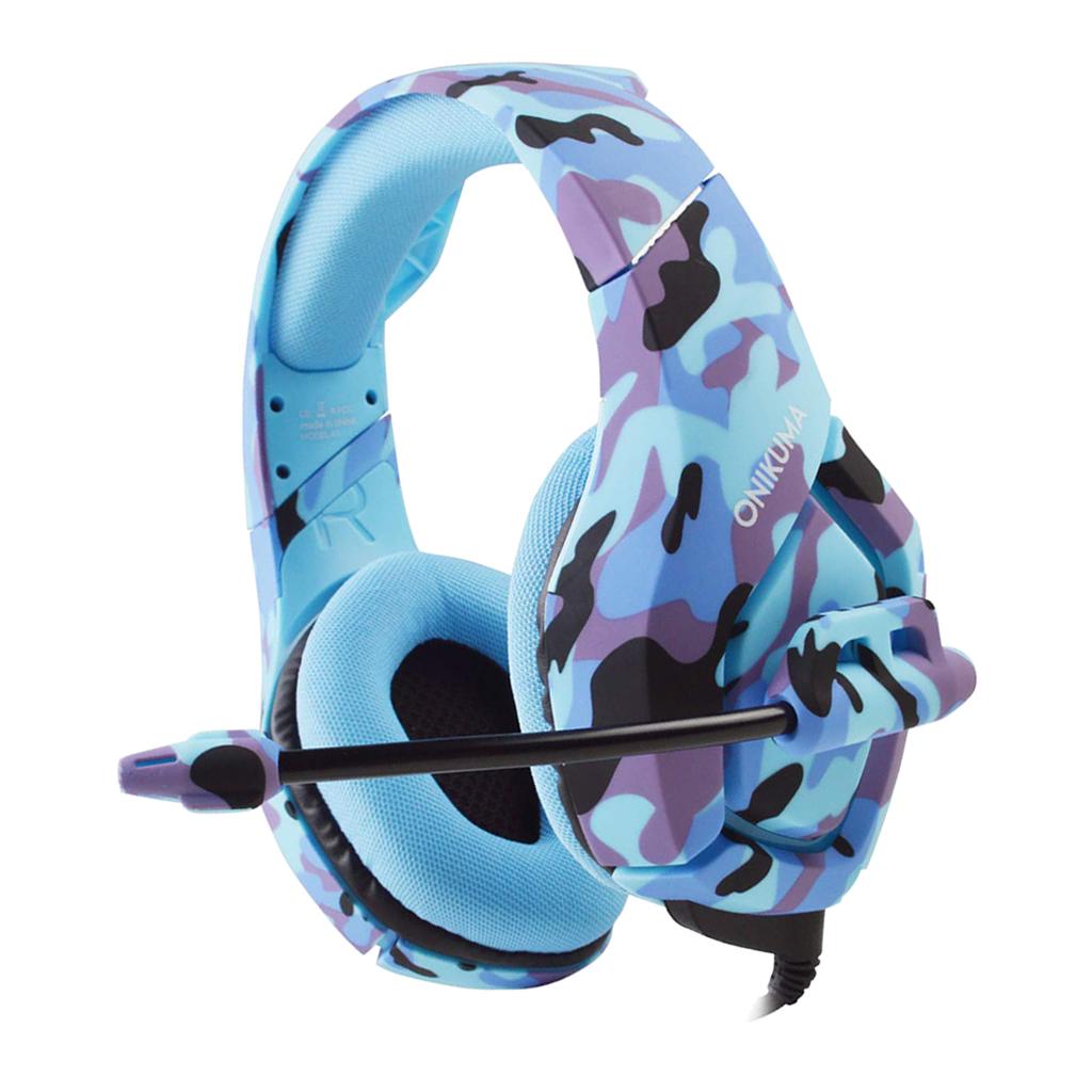 Over Ears Gaming Camouflage Headset Headphones Earphone For PS4 PC Xbox One Blue