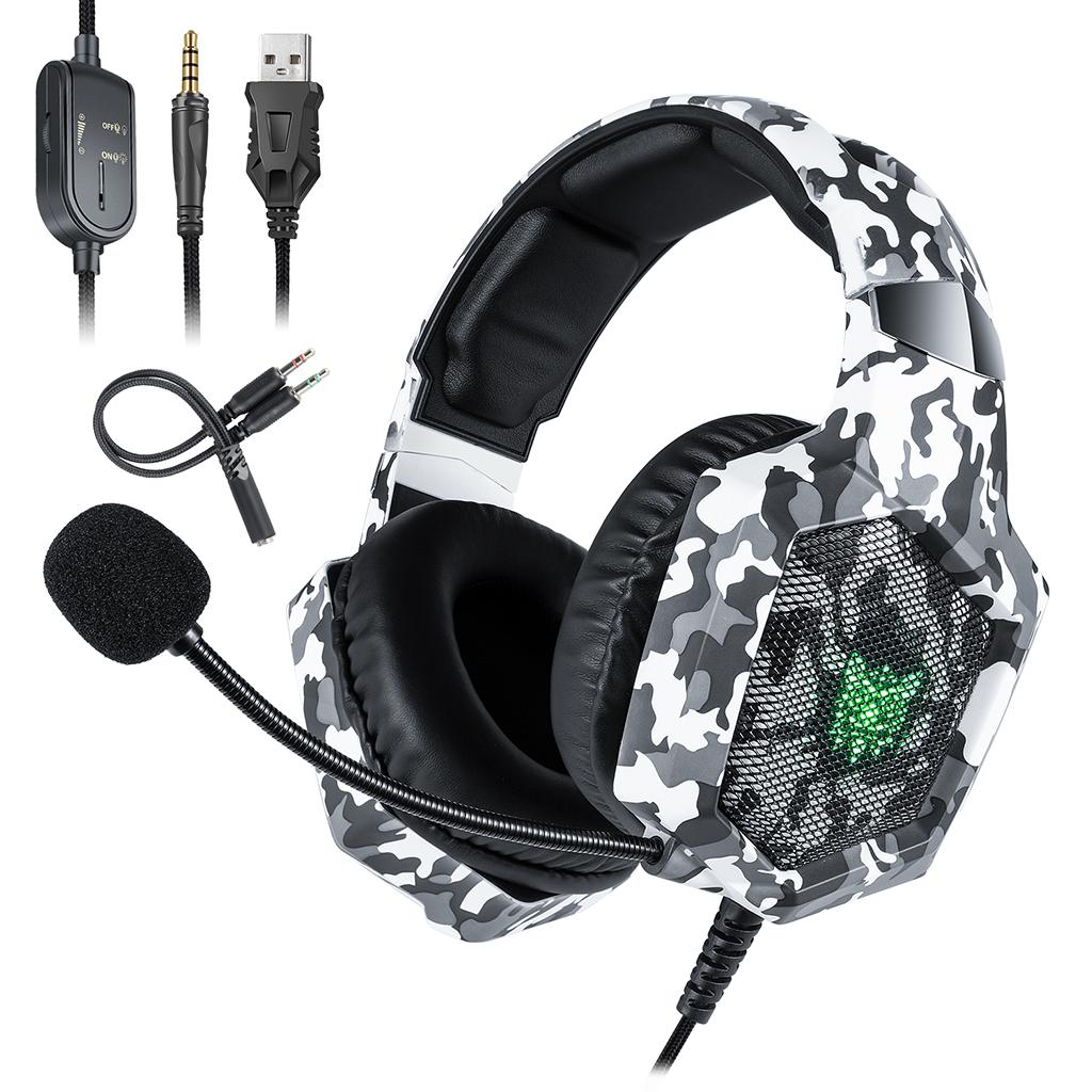 Over Ears Gaming Camouflage Headset Headphones Earphone For PS4 PC Xbox One White
