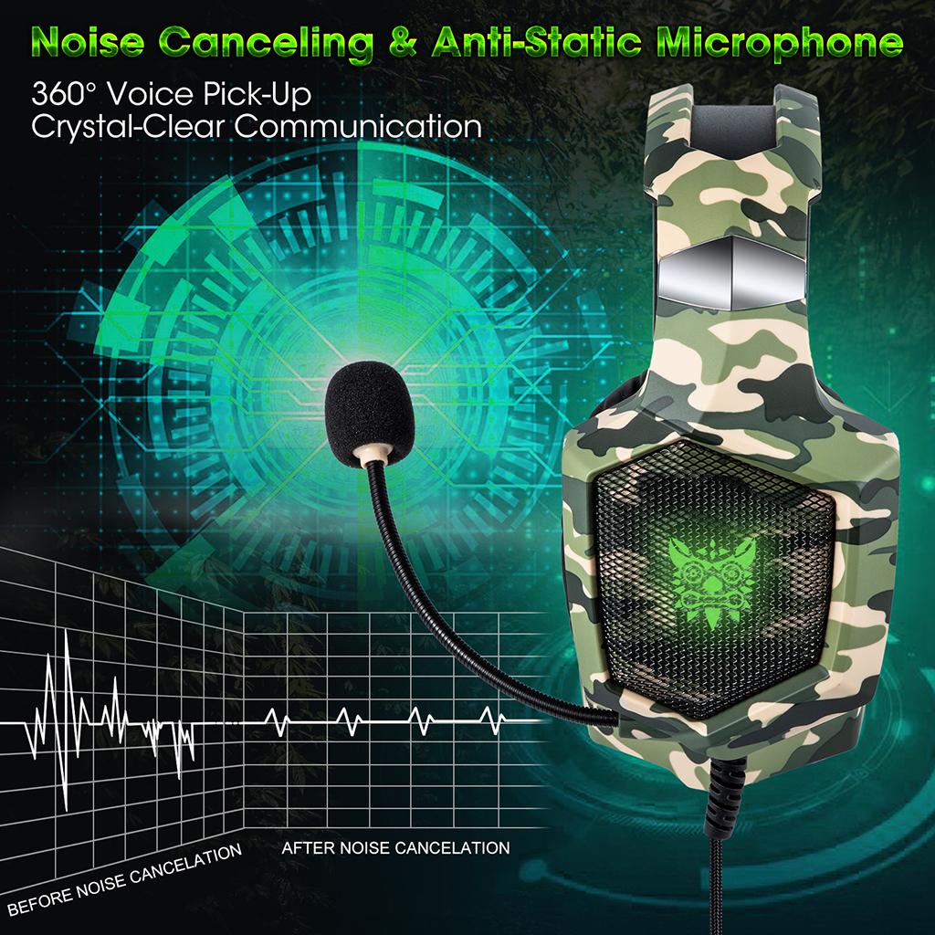 Over Ears Gaming Camouflage Headset Headphones Earphone For PS4 PC Xbox One Green