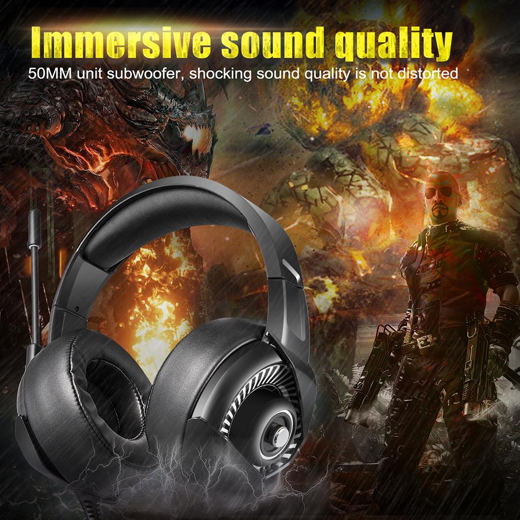 Gaming Headset with Microphone RGB Colorful LED Headphone for PS4 Red