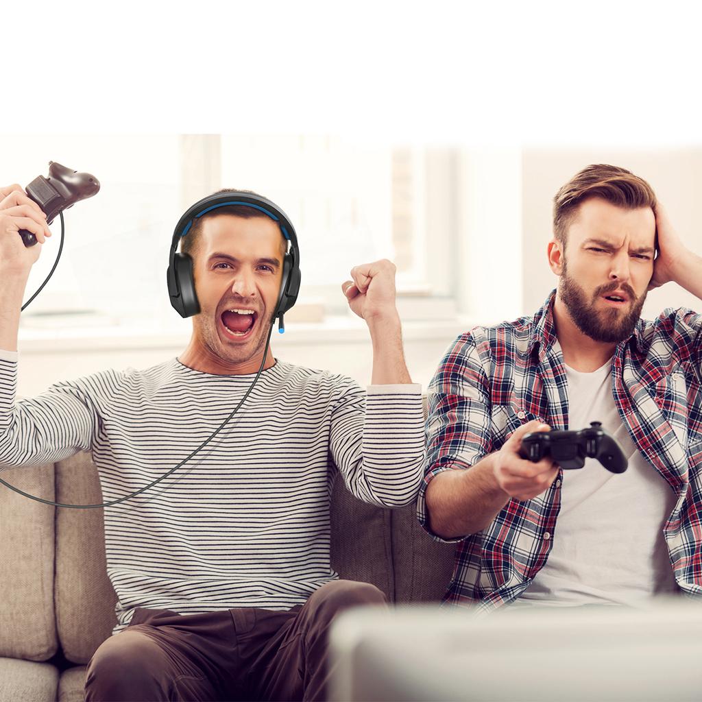 3.5mm Jack Plug Headset Wired Headphone EarBuds Ear-Cup Adjustable Blue