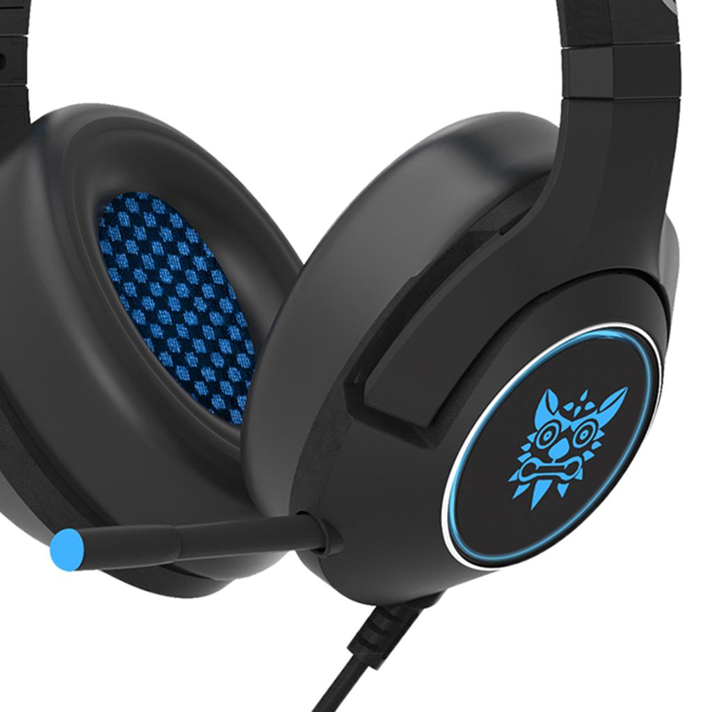 3.5mm Jack Plug Headset Wired Headphone EarBuds Ear-Cup Adjustable Blue